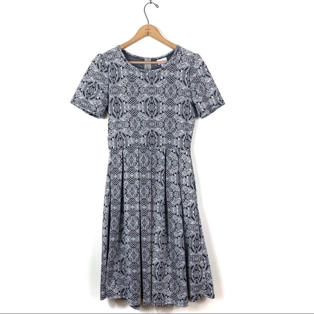 LuLaRoe | Amelia Gray and Black Aztec Print Dress